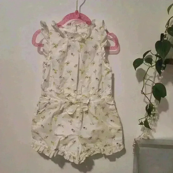 Janie and Jack Floral Bow Belt Romper 3T - Picture 1 of 4